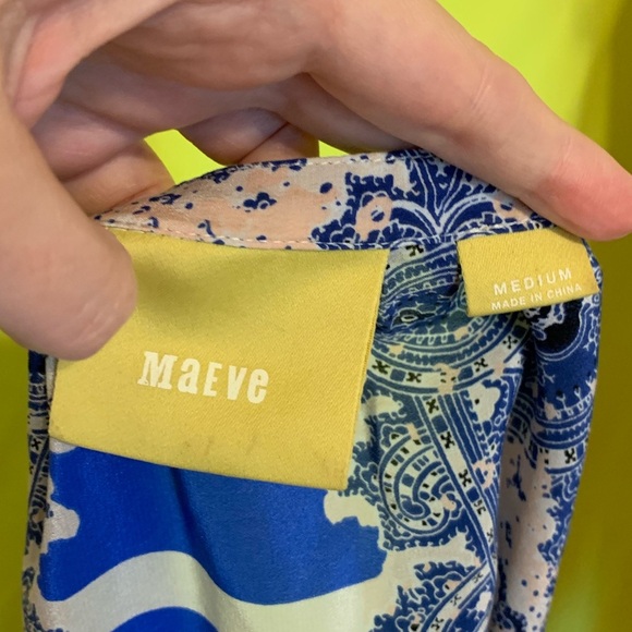 Anthropologie Maeve Mixed Print Silk Top - Picture 5 of 7